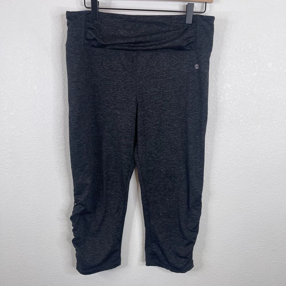 Tangerine Womens Capri Leggins Size L Gray Side‎ Zip Athletic Yoga